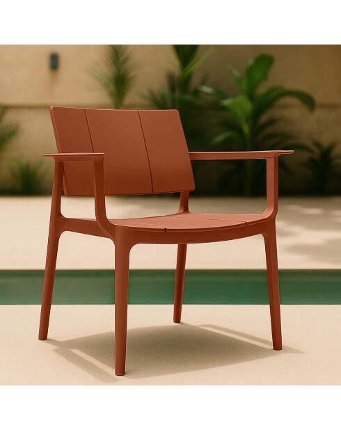 Salon de jardin en polypropylène couleur brique patio terracotta - 4 pièces