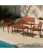 Salon de jardin en polypropylène couleur brique patio terracotta - 4 pièces