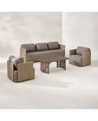 Salon de jardin en resine tressee/aluminium moka madrague taupe - 4 pièces