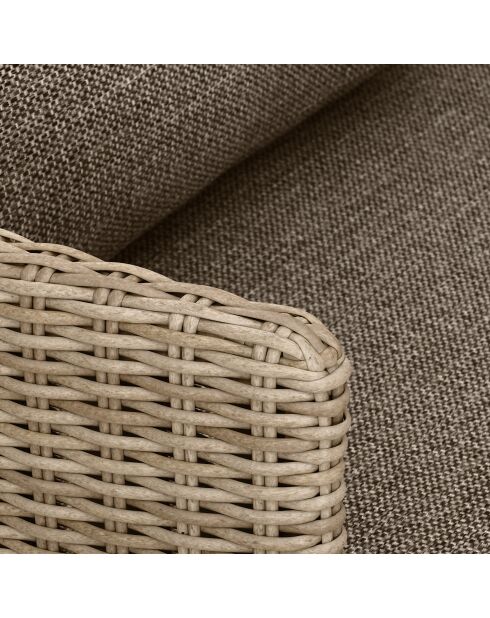 Salon de jardin en resine tressee/aluminium moka madrague taupe - 4 pièces