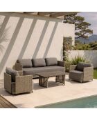 Salon de jardin en resine tressee/aluminium moka madrague taupe - 4 pièces