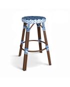 Blaue Barhocker aus Aluminiumtextilien in Scala Blau/natürlicher Rattaneffekt - 46x74 cm