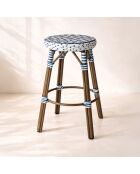 Blaue Barhocker aus Aluminiumtextilien in Scala Blau/natürlicher Rattaneffekt - 46x74 cm