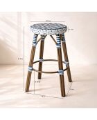 Blaue Barhocker aus Aluminiumtextilien in Scala Blau/natürlicher Rattaneffekt - 46x74 cm