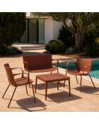 Salon de jardin en polypropylène et métal brique montauk terracotta - 4 pièces