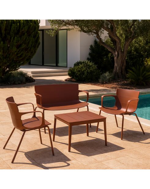 Salon de jardin en polypropylène et métal brique montauk terracotta - 4 pièces
