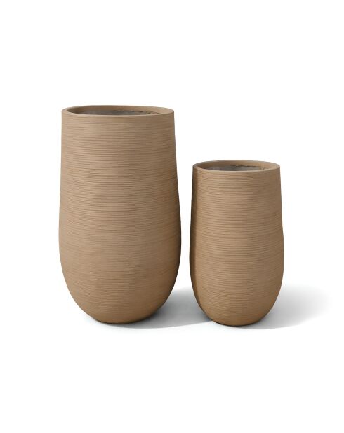 Set di 2 vasi alti rotondi in terracotta marrone Comporta, argilla, fibra di argilla