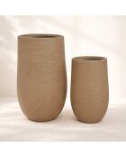 Set di 2 vasi alti rotondi in terracotta marrone Comporta, argilla, fibra di argilla