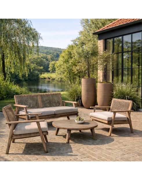 Set di 2 vasi alti rotondi in terracotta marrone Comporta, argilla, fibra di argilla