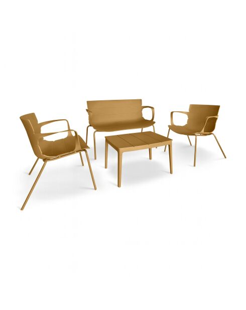 Muebles de jardín en polipropileno y metal ocre amarillo montauk - 4 piezas