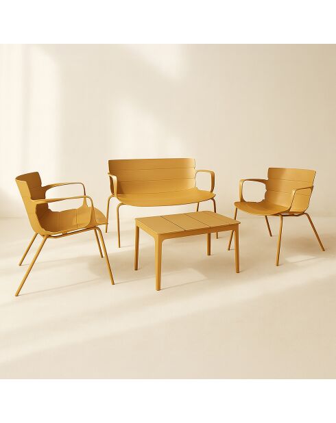 Muebles de jardín en polipropileno y metal ocre amarillo montauk - 4 piezas
