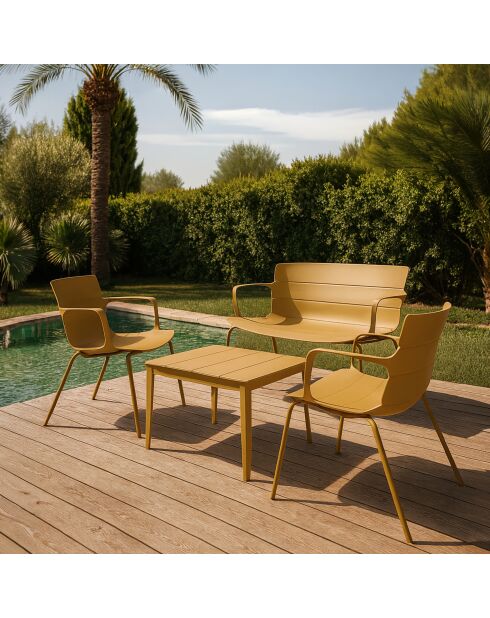 Muebles de jardín en polipropileno y metal ocre amarillo montauk - 4 piezas