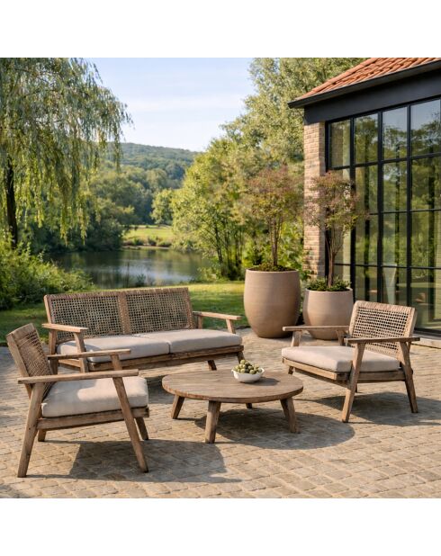 Set di 2 vasi bassi rotondi in terracotta marrone Comporta in fibra di argilla