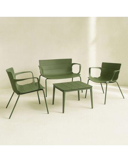 Muebles de jardín en polipropileno y metal verde montauk vert - 4 piezas