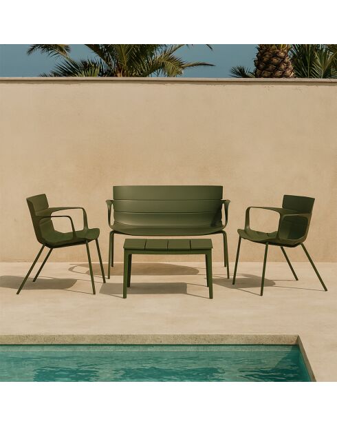 Muebles de jardín en polipropileno y metal verde montauk vert - 4 piezas
