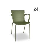 Lot de 4 fauteuils de table en polypropylène et métal vert montauk vert - 54.5x56.5x80cm