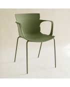 Lot de 4 fauteuils de table en polypropylène et métal vert montauk vert - 54.5x56.5x80cm