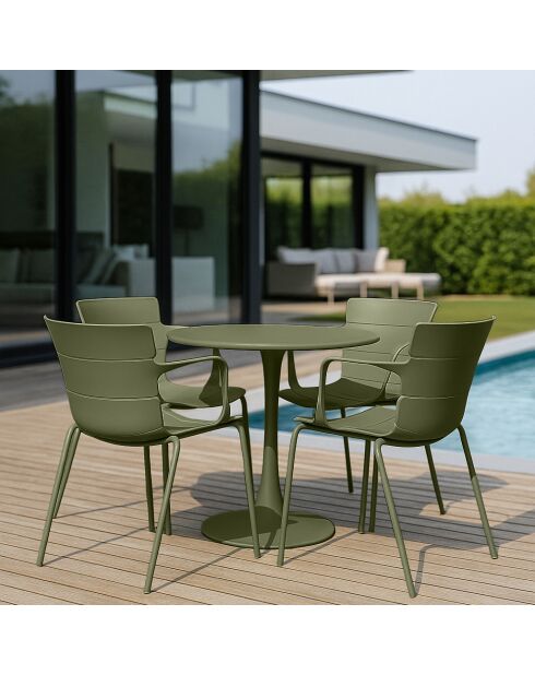 Lot de 4 fauteuils de table en polypropylène et métal vert montauk vert - 54.5x56.5x80cm