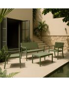 Salon de jardin en polypropylène vert patio vert - 4 pièces