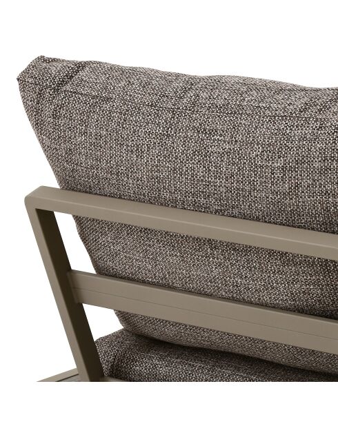 Salon d'angle de jardin structure aluminium avec coussins moka madrague taupe - 4 pièces