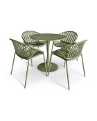 Ensemble table + 4 fauteuils de table en polypropylène et métal vert calypso vert - 5 pièces