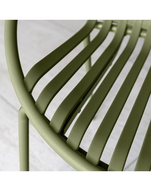 Ensemble table + 4 fauteuils de table en polypropylène et métal vert calypso vert - 5 pièces
