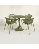 Ensemble table + 4 fauteuils de table en polypropylène et métal vert calypso vert - 5 pièces