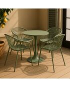 Ensemble table + 4 fauteuils de table en polypropylène et métal vert calypso vert - 5 pièces