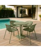 Ensemble table + 4 fauteuils de table en polypropylène et métal vert calypso vert - 5 pièces