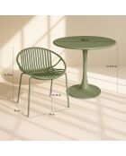 Ensemble table + 4 fauteuils de table en polypropylène et métal vert calypso vert - 5 pièces