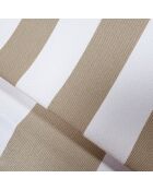 Salon de jardin en acier blanc tissu rayé blanc et taupe positano blanc/taupe - 4 pièces