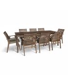 Ensemble de jardin table avec 8 fauteuils de table en bois d'acacia palau naturel/vert - 9 pièces