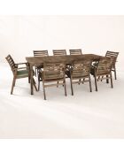 Ensemble de jardin table avec 8 fauteuils de table en bois d'acacia palau naturel/vert - 9 pièces