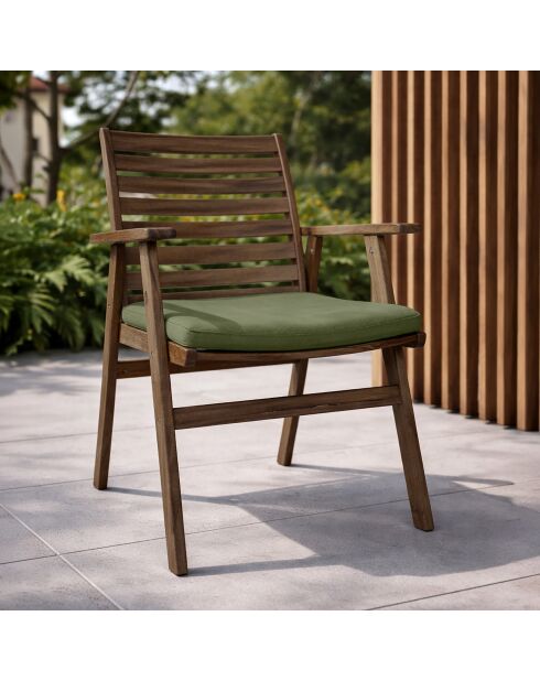 Ensemble de jardin table avec 8 fauteuils de table en bois d'acacia palau naturel/vert - 9 pièces