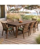 Ensemble de jardin table avec 8 fauteuils de table en bois d'acacia palau naturel/vert - 9 pièces