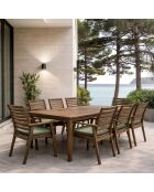 Ensemble de jardin table avec 8 fauteuils de table en bois d'acacia palau naturel/vert - 9 pièces