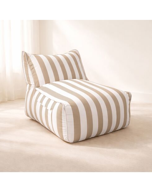Komprimierter Gartensessel taupe und weiß gestreift Flavio weiß/taupe - 75x95x70cm
