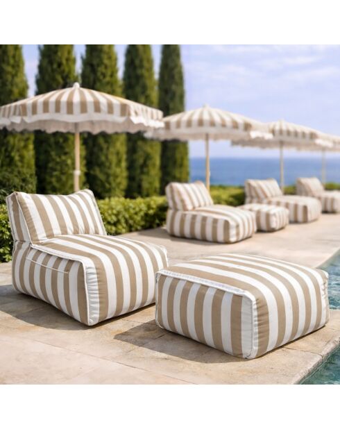 Komprimierter Gartensessel taupe und weiß gestreift Flavio weiß/taupe - 75x95x70cm