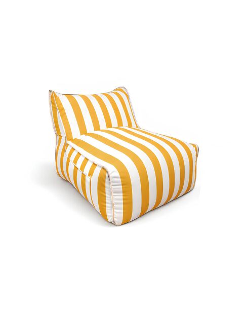Fauteuil exterieur compresse raye bouton or blanc flavio blanc/jaune - 75x90x70cm