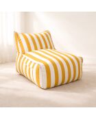 Fauteuil exterieur compresse raye bouton or blanc flavio blanc/jaune - 75x90x70cm