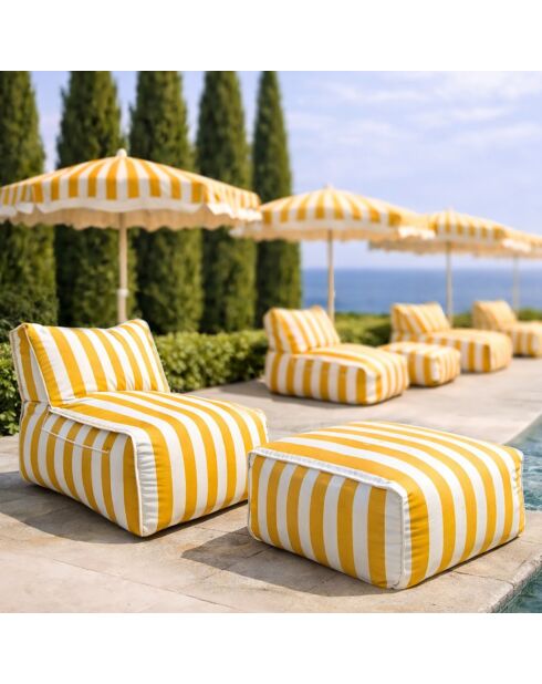 Fauteuil exterieur compresse raye bouton or blanc flavio blanc/jaune - 75x90x70cm