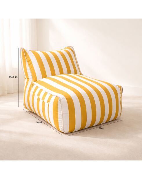 Fauteuil exterieur compresse raye bouton or blanc flavio blanc/jaune - 75x90x70cm