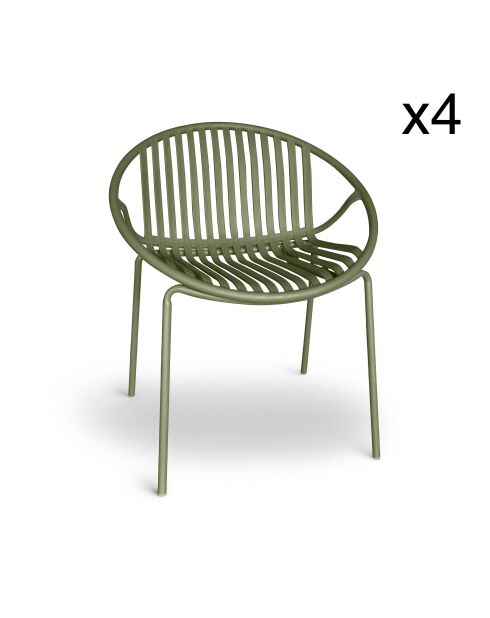 Set di 4 sedie da tavolo da esterno in polipropilene e metallo verde calypso green - 65x58x78cm