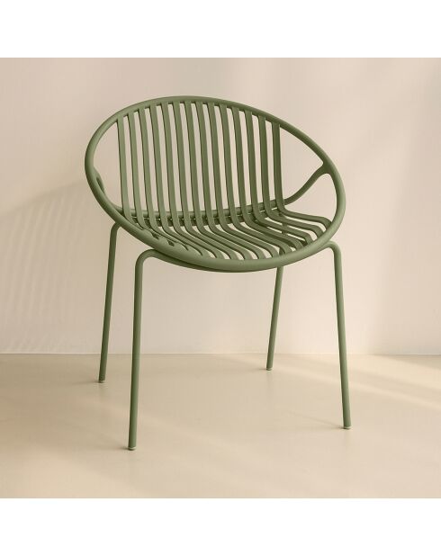 Set di 4 sedie da tavolo da esterno in polipropilene e metallo verde calypso green - 65x58x78cm