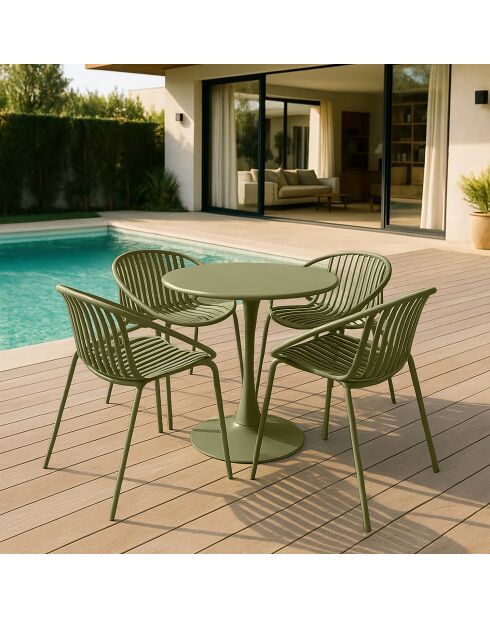 Set di 4 sedie da tavolo da esterno in polipropilene e metallo verde calypso green - 65x58x78cm