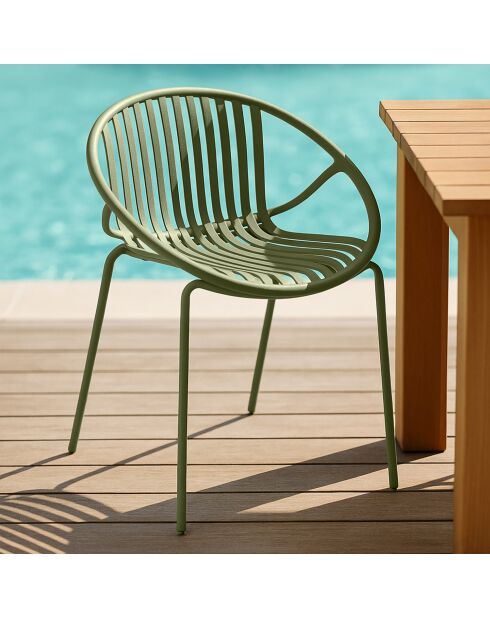 Set di 4 sedie da tavolo da esterno in polipropilene e metallo verde calypso green - 65x58x78cm