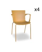 Juego de 4 sillones de mesa para exteriores de polipropileno y metal ocre montauk amarillo, 54,5 x 56,5 x 80 cm