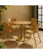 Juego de 4 sillones de mesa para exteriores de polipropileno y metal ocre montauk amarillo, 54,5 x 56,5 x 80 cm