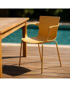 Juego de 4 sillones de mesa para exteriores de polipropileno y metal ocre montauk amarillo, 54,5 x 56,5 x 80 cm
