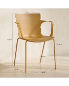 Juego de 4 sillones de mesa para exteriores de polipropileno y metal ocre montauk amarillo, 54,5 x 56,5 x 80 cm